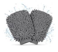 Carehabi Gant de Lavage Auto 2 Pièces 25x18cm Microfibre Double Face Éponge Voiture Anti Rayures pour Entretien Moto et Nettoyage Fenêtre