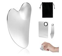 Carehabi Gua Sha visage en Acier Inoxydable avec Palette de Maquillage et Spatule, Outil de Massage Visage en Métal pour Soins de la Peau, Sculpter Mâchoire, Anti-Âge et Réduire les Poches