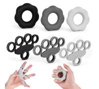 CAREHABI Hand Grip & Handgrip Set de 6, Anneaux Silicone sans BPA (30-50 Lbs) & Bandes Extension (6.6-11 Lbs), Sport Avant-Bras Antidérapant pour Athlètes, Musiciens, Balle Reeducation Main