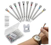 Carehabi Jeu de 10 Tournevis Horloger avec Magnétiseur Désaimanteur, Outils d'Horlogerie de Précision en Acier 45, Tournevis de Précision pour Réparation de Montres, Lunettes et Électronique, 0.6mm-2.