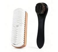 Carehabi Kit 2 brosses à Chaussures, CRIN de Cheval et crêpe pour Daim