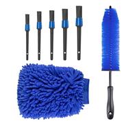 Carehabi Kit de Nettoyage de Voiture, 7 pièces, pinceaux de Nettoyage de Voiture, kit de Lavage pour intérieur et extérieur, Grille d'aération, Tableau de Bord, Moteur, Roues, Nettoyage Domestique