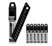Carehabi Lames de Cutter 18mm 60 Pièces - Acier au Carbone Noir Ultra Tranchant - Rechange Universelle Sécable pour Cutter Professionnel & Bricolage - Étui Inclus