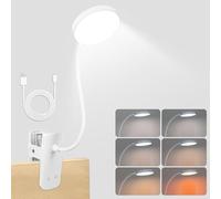 Carehabi Lampe de Lecture, Lampe de Bureau Sans Fil, Lampe Pince 6 Couleurs et 5 Niveaux de Luminosité, Flexible à 360° avec Col de Cygne, Cri 80, Lampe de Chevet Sans Fil pour Étudier et Travailler