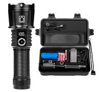 Carehabi Lampe de poche LED rechargeable - 100 000 lumens - Rechargeable par USB - Lampe de poche LED IPX4 - Étanche - Zoomable - 8 modes d'éclairage - Pour camping, plein air et randonnée