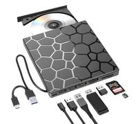 Lecteur CD/DVD Externe pour PC USB 3.0 Type-C Lecteur CD/DVD + RW Drive Portable Graveur de CD/DVD avec Port USB/SD/TF pour Windows/MacOS/Laptop/Desktops Win11/10/8/7/XP Linux Mac OS