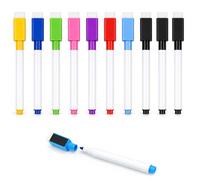 Carehabi Lot de 10 marqueurs magnétiques pour tableau blanc effaçable avec gomme, pointe fine de 1 à 2 mm, largeur de trait de 1 à 2 mm, pour la maison, l'école et le bureau