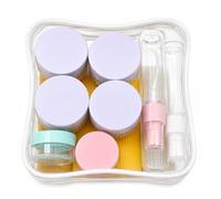 Carehabi Lot de 18 bouteilles à remplir, 4 bouteilles de voyage en silicone de 90 ml, récipients de voyage anti-fuite pour shampooing, gel douche, bouteilles compressibles rechargeables pour avion
