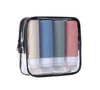 Carehabi Lot de 18 flacons à remplir - 4 flacons de voyage en silicone de 100 ml - Pour voyage, avion, pulvérisateur, pompe - Petites boîtes pour shampooing, gel douche, cosmétiques et liquides