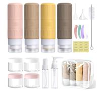 Carehabi Lot de 19 bouteilles à remplir, 4 bouteilles de voyage en silicone de 100 ml, flacon pulvérisateur de 30 ml, petites boîtes pour shampooing, gel douche, cosmétiques, gadgets de voyage