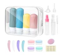 Carehabi Lot de 20 bouteilles à remplir, 90 ml + 60 ml, en silicone, pour voyage, avion, vaporisateur de 30 ml, petites boîtes, gadgets de voyage, pour shampooing, gel douche, cosmétiques liquides