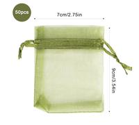 Carehabi Lot de 50 sacs cadeaux de Noël en organza - Sacs cadeaux en organza - Sacs à bijoux - Sacs de lavande - Pour faveur de mariage - 7 x 9 cm - Vert