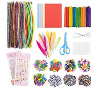 Carehabi Mallette de bricolage pour enfants, 1800 pièces, kit de bricolage pour enfants, accessoires de bricolage, scrapbooking, cure-pipes, pompons, plumes, perles, yeux mobiles, paillettes