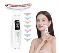 Carehabi Massage Visage Anti Rides, 7 Modes de Luminothérapie, 6 Modes de EMS Massage, Visage Cou et Double Menton Lifting Raffermissement, 45°C Chaleur Appareil Massage Visage
