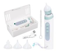 Carehabi Mouche-Bébé Électrique - Aspirateur Nasal pour Bébé, 5 Niveaux d'Aspiration, 3 Embouts en Silicone, Musique Apaisante - Rechargeable USB, Hygiénique et Facile à Nettoyer, Design Étanche