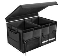 Carehabi Organisateur de coffre de voiture - 72 l - Avec couvercle - XXL - Pliable - Avec compartiments et poches - Taille réglable - Accessoire de rangement pour voiture, camping, pique-nique