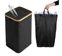 Carehabi Panier à Linge avec Couvercle et Sac Intérieur Amovible 100L Corbeille à Linge Pliable Grande Capacité, Bac à Linge Sale avec Poignées pour Chambre, Buanderie, Salle de Bain, Noir