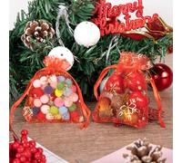 Carehabi Pochette Bijoux Cadeau Noël Lot de 100 sachets en organza Rouge 10 x 15 cm cadeau en organza, pochette à bijoux, sachets de mariage, lavande, faveur de mariage