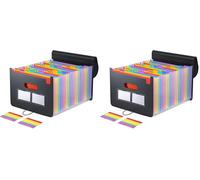 Carehabi Range Document Bureau, 25 Compartments Organiseurs Trieur Document Range Papier,chemise Extensible Portable En Accordéon Avec Couverture Et Onglets Colorés (Lot de 2)