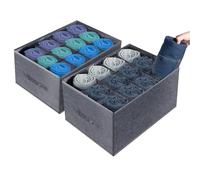Carehabi Rangement pour Vêtements - Lot de 2, Boîte de Rangement Pliable à 24 Cellules en Maille pour Placard, Organisateur de Tiroirs de Grande Capacité pour Pulls Pantalons et Sous-Vêtements