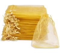 Carehabi Sachet Organza 7x9 cm Lot de 50 sachets en organza Or pochette cadeau en organza, pochette à bijoux, sachets de mariage, sachets de lavande, faveur de mariage