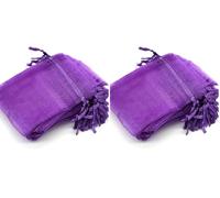 Carehabi - Sachets en organza, sachets en organza, pochette à bijoux, sacs de mariage, sacs de lavande (7 x 9 cm, violet) (Lot de 2)