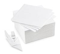 Carehabi Serviettes en Papier Blanches, 100 Pièces, 2 Plis, 33 x 33 cm