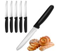 Carehabi Set de 6 Couteaux à Pain et à Steak Lame Dentelée Acier Inoxydable Couteau de Table pour Petit-déjeuner et Cuisine
