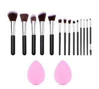 Carehabi Set de pinceaux maquillage, 14 pinceaux + 2 éponges visage et yeux
