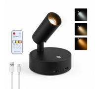 Carehabi Spot LED Sans Fil sur Batterie Mural Intérieur - Applique Murale Rechargeable 3000mAh avec Télécommande & Aimant - Projecteur Dimmable pour Éclairage de Tableaux, Plantes & Art (Lot de 1)