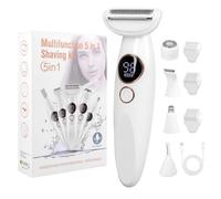Carehabi Rasoir intime 5 en 1 pour femme, rasoir électrique, pour la zone intime IPX7, étanche USB, tondeuse pour le visage, les sourcils, le corps, la zone bikini (sans station de charge)