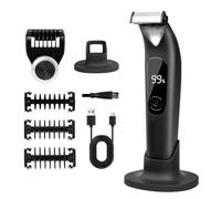 Carehabi Tondeuse Intime Homme, Tondeuse Corps Homme IPX6 Étanche avec LED, Guides de Coupe et Support, Tondeuse Corps Visage Humide/Sec pour Barbe, Parties Intimes, Poitrine, Jambes