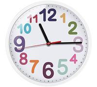 CARELAND Horloge Murale silencieuse de 22,9 cm sans tic-tac, Fonctionne à Piles, à Quartz pour enseigner l'heure, Lecture colorée, Parfaite pour Les salles de Classe des Enseignants et Les Chambres