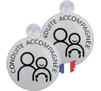 Caremore Conduite Accompagnée (Lot de 2) - Ventouses Réfléchissantes 15 cm avec Système Anti-Chute - Haute Visibilité Nocturne pour Voiture/Pare-Brise - Résistants UV/Pluie - Normes Sécurité Routière
