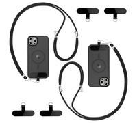 Caremore Cordon Telephone Portable1 Bandeau de Cou Réglable,1 Pcs Bandeau de Poignet,2 Patchs Noirs Durables,Corps croisé Universel, Multifonctionnel Compatible avec (Noir * 2pcs)