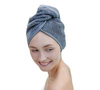 Careness Turban Cheveux - poser - envelopper - nouer - Serviette de tête - 100 % coton - Couleur : Anthracite - Idéal pour teindre les cheveux