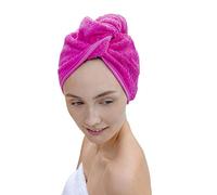 Carenesse Cheveux Turban tête Rose avec Bouton, 100% Coton, 24 x 70 cm, Serviette pour Cheveux, Chiffon Sec, Serviette de tête, Serviette pour Les Cheveux, Serviette à Cheveux