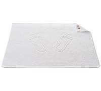 Carenesse Lot de 2 Tapis de Bain avec Empreinte de Pied 50 x 70 cm Blanc | Tapis de Bain Absorbant, qualité hôtelière 100% Coton Oeko-Tex 100 | Tapis de Douche à Poils Courts, épais et Non Pelucheux