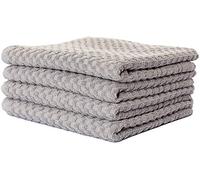Carenesse Lot de 4 Serviettes 50 x 100 cm Gris I Qualité hôtelière Premium 100% Coton Oeko-Tex 100 I Lot de Serviettes à Motif gaufré & Bordure I Serviette éponge absorbante & résistante