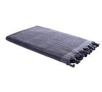 Carenesse Serviette de hammam 2en1 90 x 190 cm Anthracite | Serviette de plage double face douce et éponge | Fouta absorbante & hygiénique | Serviette de bain avec des franges I serviette turque coton