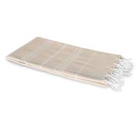 Carenesse Serviette de hammam Elegance 100 x 170 cm Beige | Serviette de hammam extra large en 100% coton à fines rayures | Fouta absorbante et à séchage rapide I Serviette de Plage I Serviette Turque