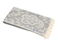 Carenesse Serviette de hammam Jacquard Paisley 90 x 175 cm - Gris - Serviette de hammam élégante 100 % coton absorbant avec tissage de qualité supérieure - Pestemal/Fouta douce et délicate - Serviette