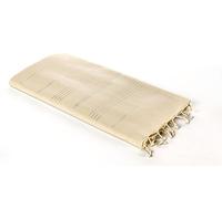 Carenesse Serviette de hammam Sultana 100 x 170 cm Naturel | Serviette de hammam Extra Large en Coton écru à Fines Rayures | Fouta absorbante et à séchage Rapide I Serviette de Plage
