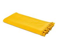 Carenesse Serviette de plage bain hammam voyageur Serviette et pestemal 2 en 1 Jaune 100 % coton éponge Env. 430 g