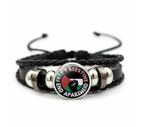 CAREOR Bracelet tressé avec drapeau de la Palestine, bracelet en perles tissées polyvalent, bracelet en cuir avec drapeau national palestinien, bijou cadeau pour homme et femme