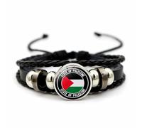 CAREOR Bracelet tressé avec drapeau de la Palestine, bracelet en perles tissées polyvalent palestinien libre, bracelet en cuir avec drapeau national palestinien, bijou cadeau pour hommes et femmes