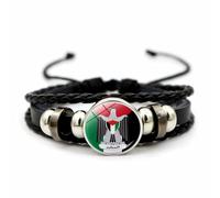 CAREOR bracelet tressé avec drapeau de la Palestine, polyvalent bracelet en perles tissées et en cuir avec drapeau national palestinien, bijou cadeau pour homme et femme