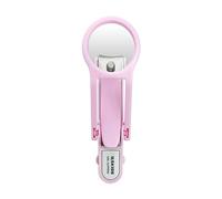 Careor Coupe-ongles professionnel en acier inoxydable avec loupe pour ongles des doigts et des orteils pour personnes âgées, réduit la fatigue oculaire (rose)