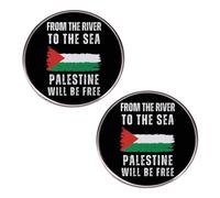 CAREOR Lot de 2 broches de voyage en métal et verre avec drapeau palestinien pour chapeau, vêtements, sac à dos, Acier allié, Verre