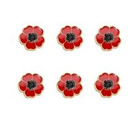 CAREOR Lot de 6 broches en forme de coquelicot rouge vintage pour sensibilisation au jour du Souvenir - Épinglettes en forme de coquelicot Lest We Forget - Cadeau commémoratif symbolique pour homme et